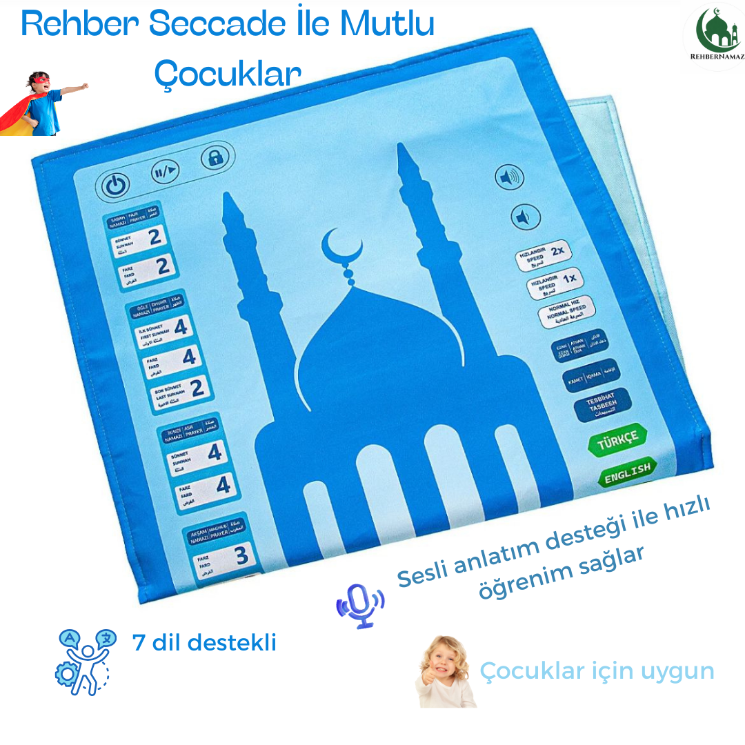Çocuklar için Rehber Seccade (Mavi)